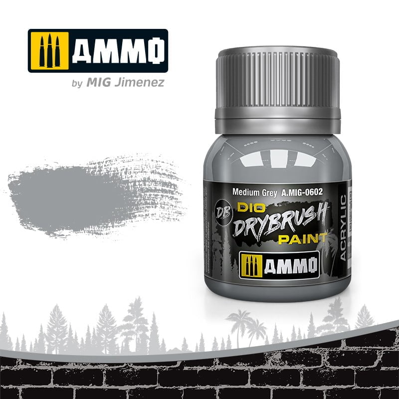 Ammo 0602 Dry Brush Paint - Medium Grey - Image 2