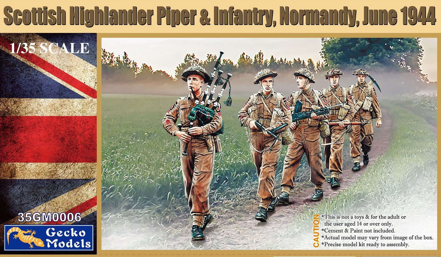 Gecko Models 35GM0006 1/35 Scottish Highlander Piper & Infantry, Normandy, June 1944