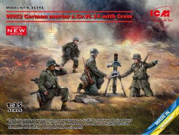 ICM 35366 WW2 Mortar GrW 34 with Crew (4 Figs) German