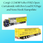Corgi CC14018 Volvo FH12 Open Curtainside with Box Load R.M.Page and Sons Hook Hampshire