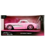 Jada 35161 1/24 PINK SLIPS w/Base – 1957 Corvette – Metallic Pink