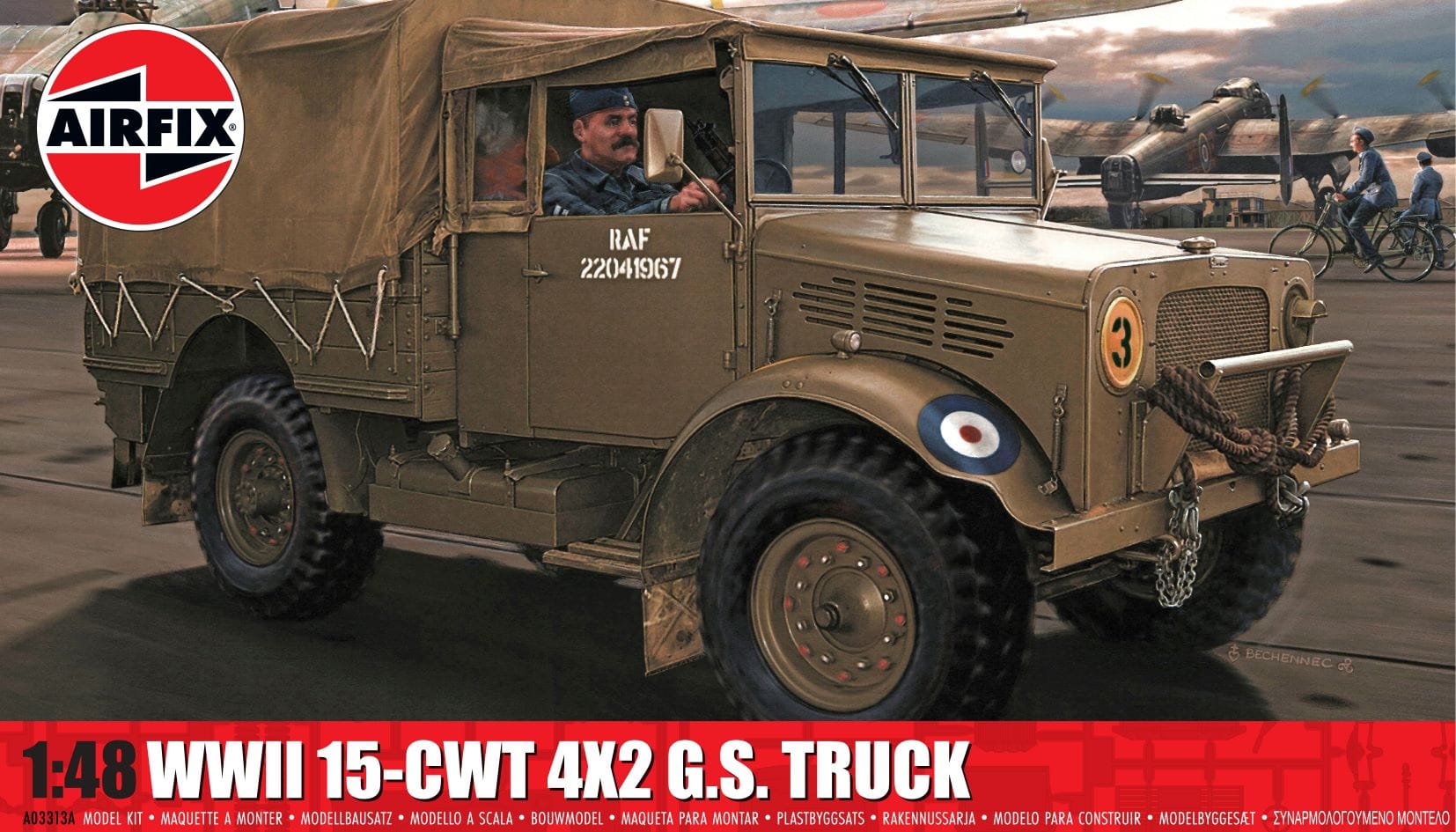 Airfix AX03313A WWII RAF 15-CWT 4X2 General Service Truck (Bedford MWD) 1/48