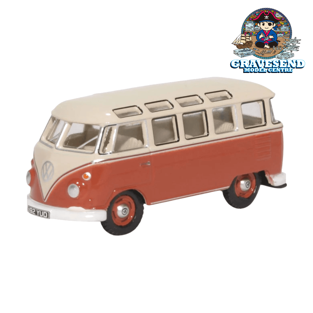 Oxford Diecast VW T1 Samba Bus Sealing Wax Red 1/76