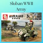 Sluban WWII Army Allied Armoured Car And Motorcycle