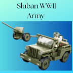 Sluban WWII Army Allied Jeep & Cannon