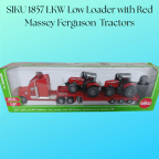 SIKU 1857 LKW Low Loader with Red Massey Ferguson Tractors