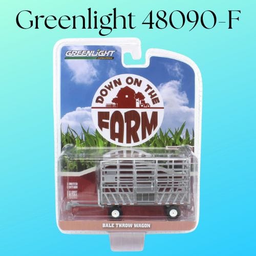 Greenlight 1/64 - Bale Throw Wagon - Silver and Red - Down On The Farm Limited Edition