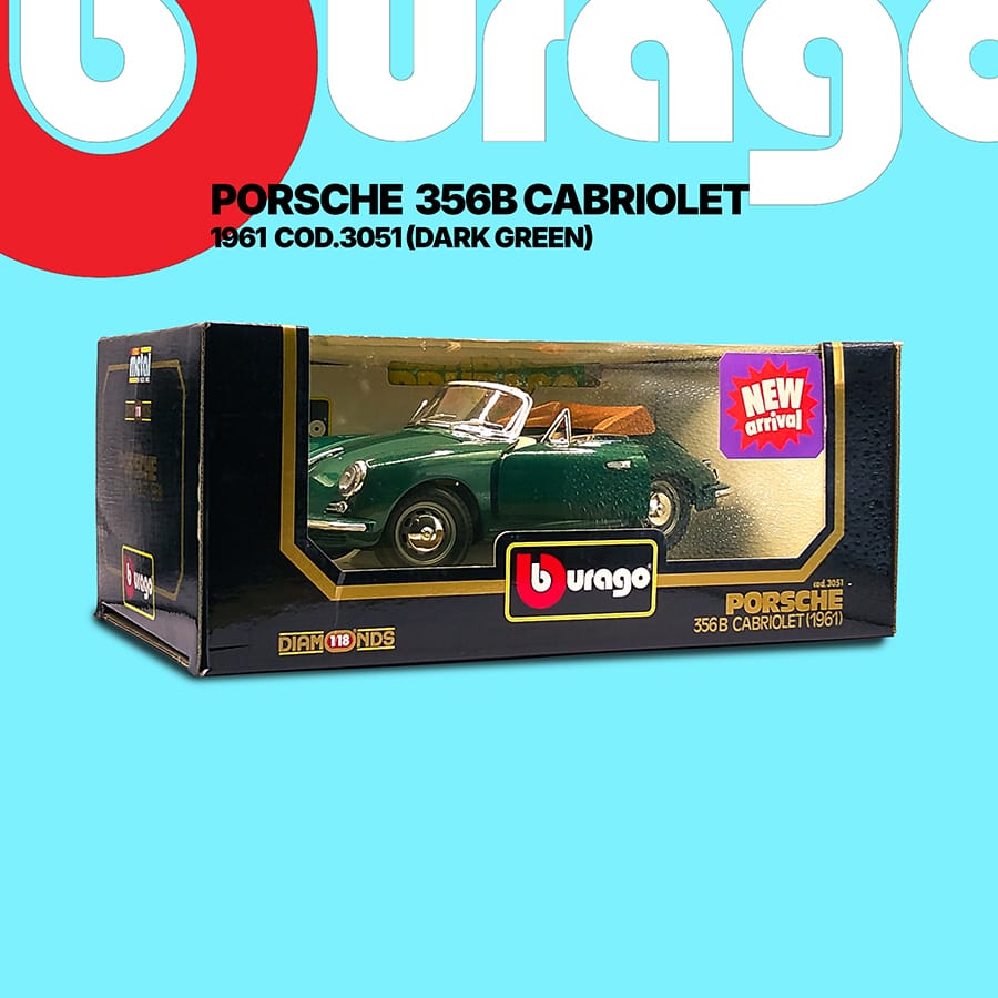Burago 1/18 3051 Porsche 356B Cabriolet 1961 Green
