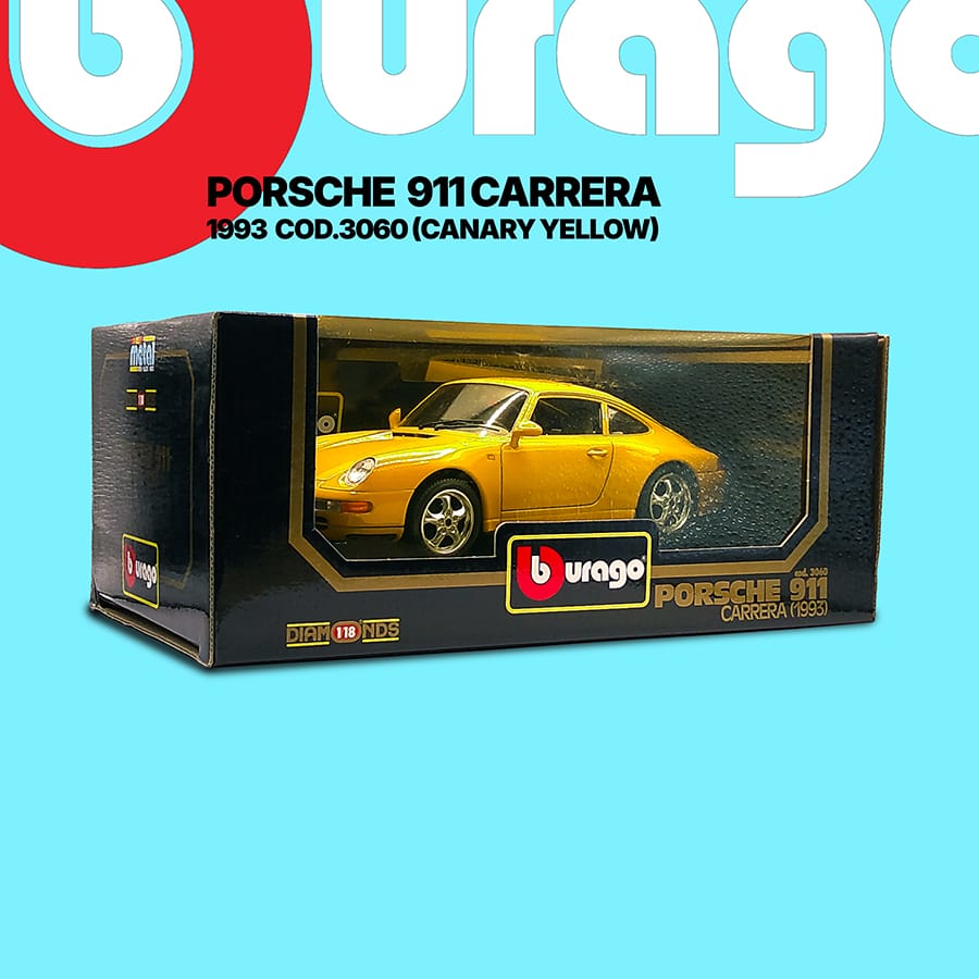 Burago 1/18 3060 Porsche 911 Carrera 1993 Yellow