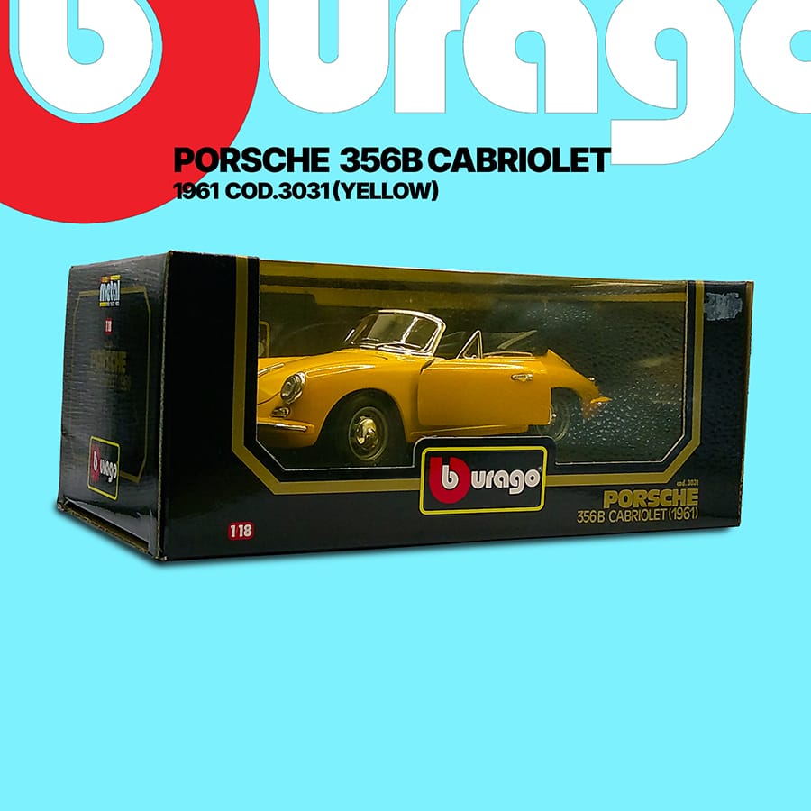 Burago 1/18 3031 Porsche 356B Cabriolet 1961 Yellow