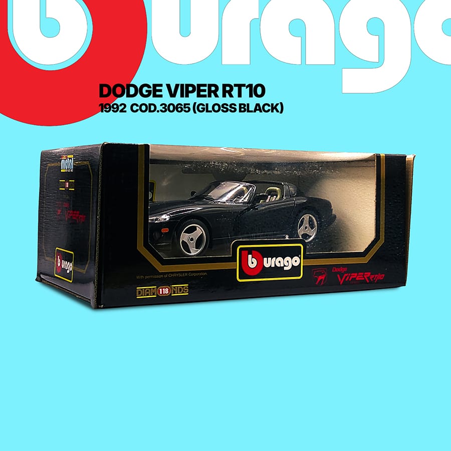 Burago 3065 Dodge Viper RT/10 1992 Black 1/18 Scale