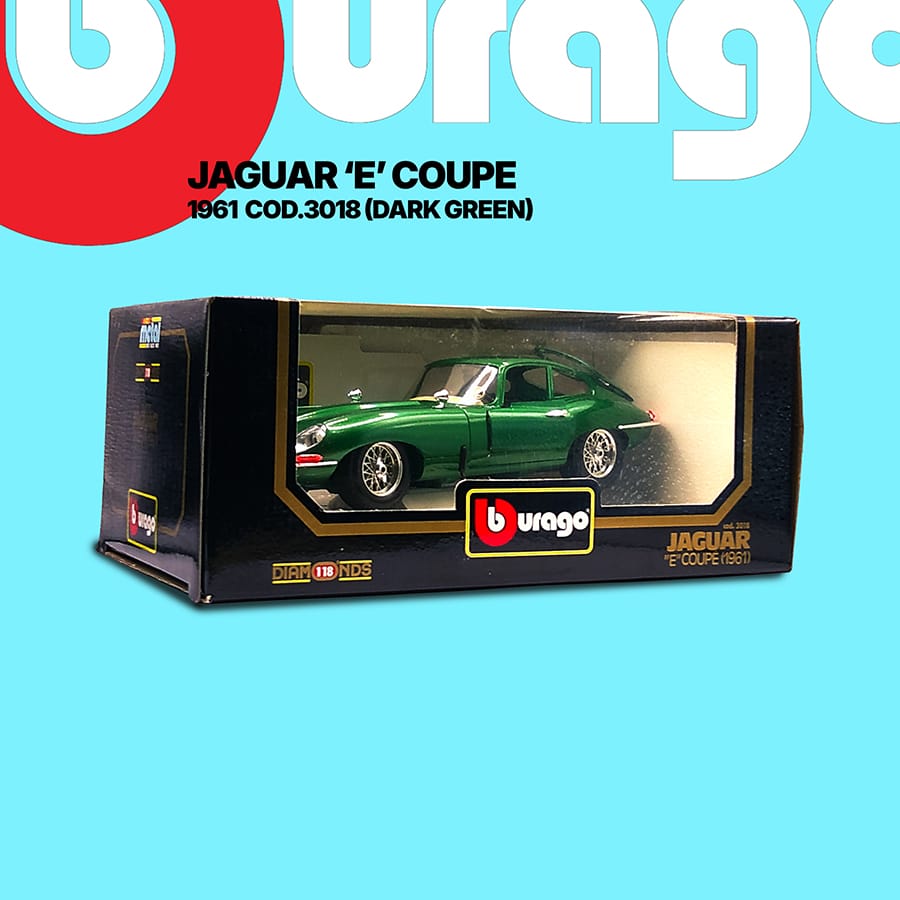 Burago 3018 Jaguar E Coupe 1961 Green 1/18 Scale