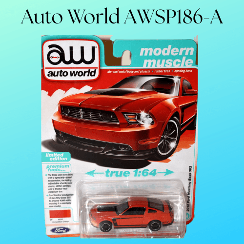Auto World AWSP186-A 2012 Ford Mustang Boss 302 1/64 Scale