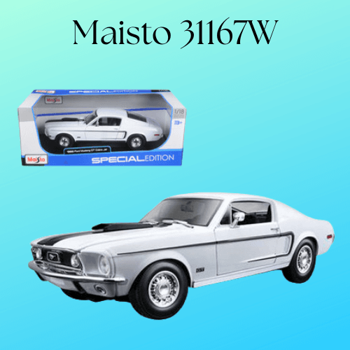 Maisto 31167W 1968 Ford Mustang GT Cobra Jet Special Edition 1/18 Scale