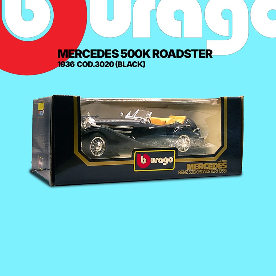 Burago 3020 Mercedes Benz 500K Roadster 1936 Navy Blue 1/18 Scale