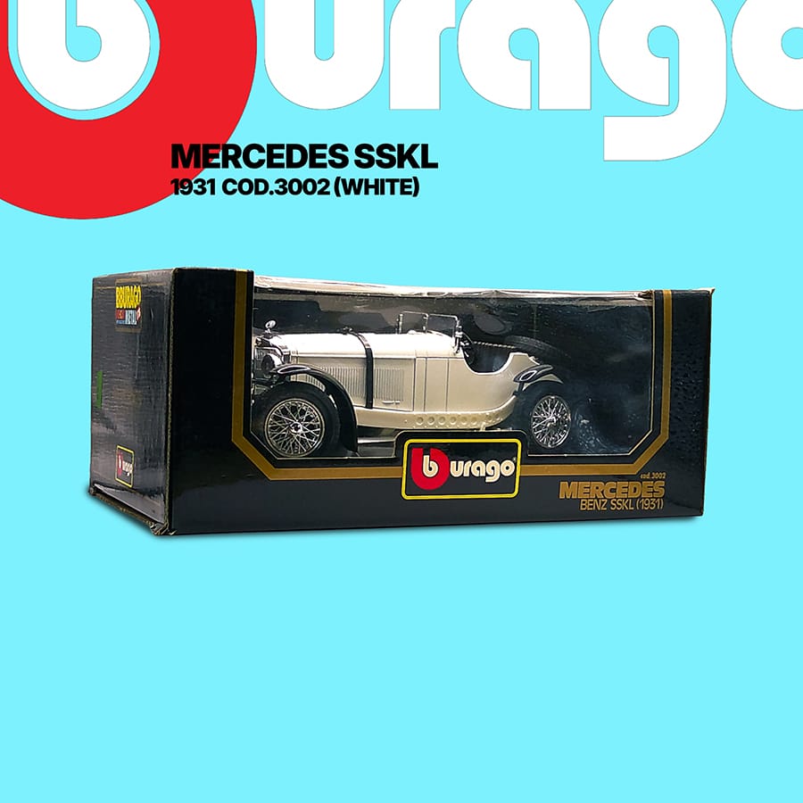 Burago 3002 Mercedes Benz SSKL 1931 White 1/18 Scale