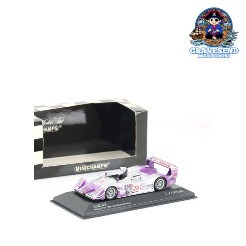 MiniChamps 400041328 1/43 Audi R8 #28 Audi Sport UK Team Veloqx Winner 12h Sebring 2004 Biela / Kaffer / McNish Pre-loved