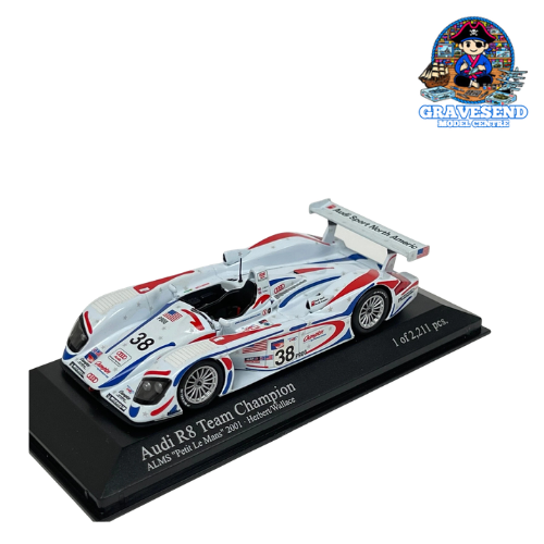 MiniChamps 400010938 1/43 Audi R8 #38 Champion Racing Petit Le Mans 2001 Herbert / Wallace Pre-loved