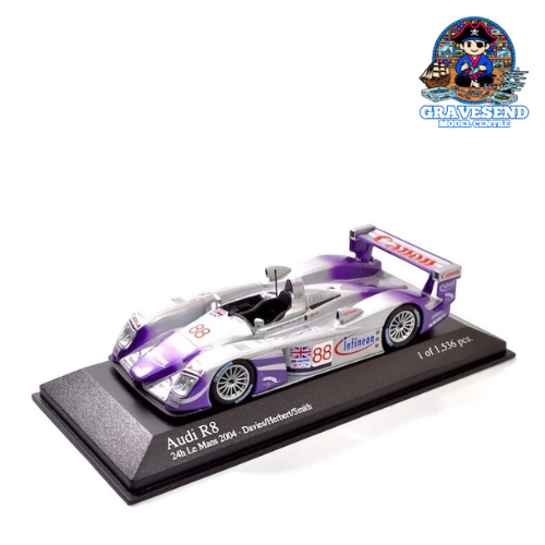 MiniChamps 400041388 1/43 Audi R8 #88 Audi Sport UK Team Veloqx Le Mans 2004 Davies / Herbert / Smith Pre-loved