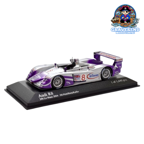 MiniChamps 400041308 1/43 Audi R8 #8 Audi Sport UK Team Veloqx Le Mans 2004 Biela / Kaffer / McNish Pre-loved