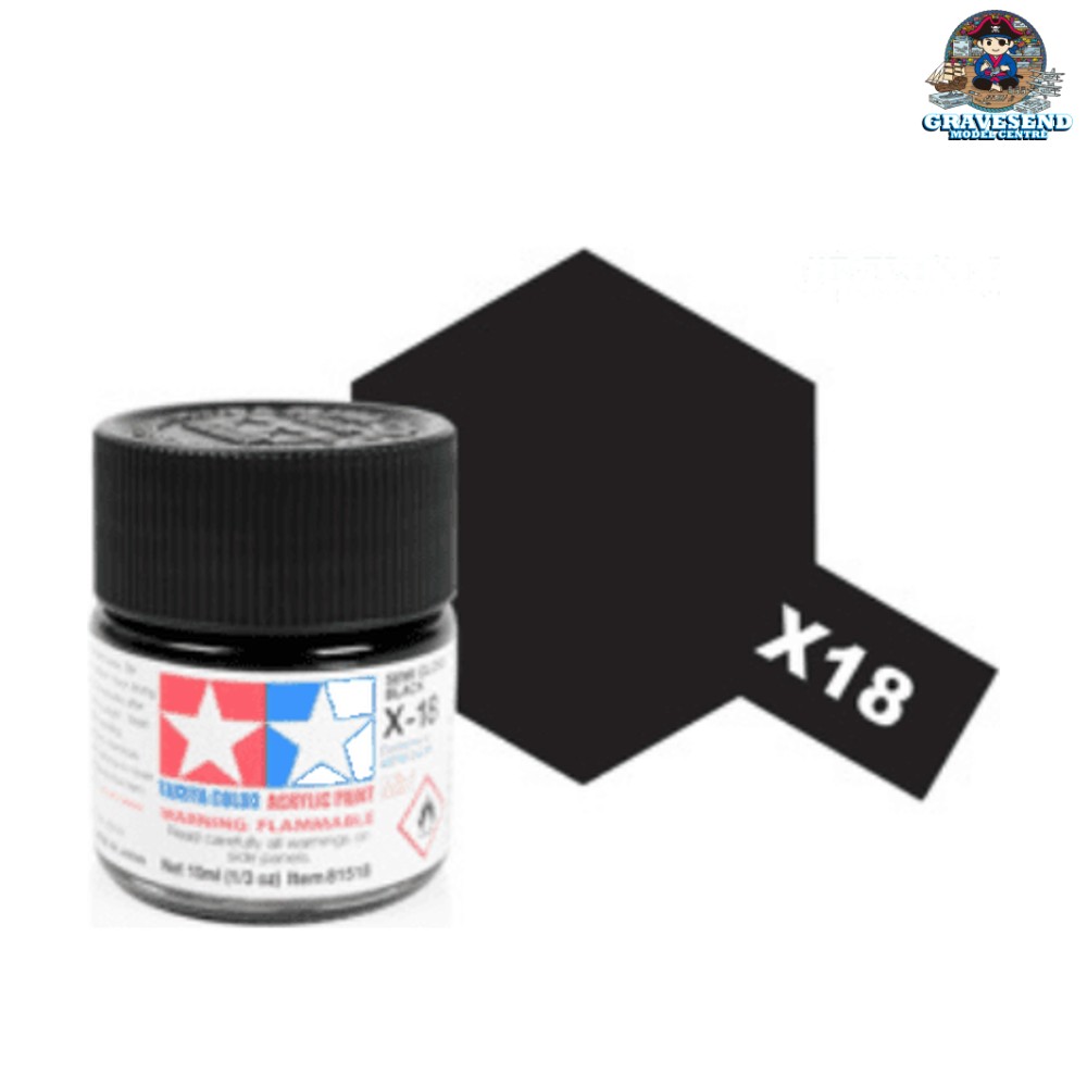 Tamiya 81518 Acrylic Mini X-18 Semi Gloss Black